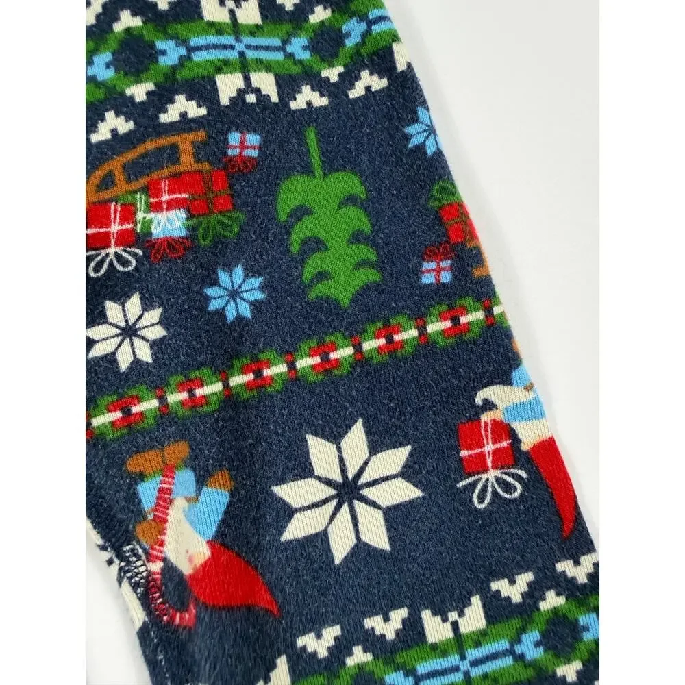 Hanna Andersson Gnome Christmas Long John Pajama Set Navy Size 4